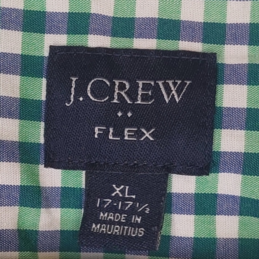 J Crew Shirt Mens XL Green Blue Gingham Plaid Flex Button Up - Picture 6 of 9